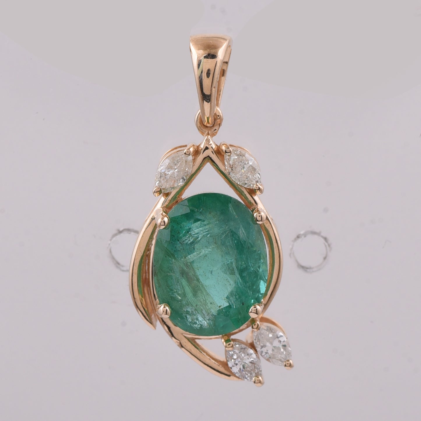 2.33 Ct Oval Natural Emerald 14K Gold Pendant