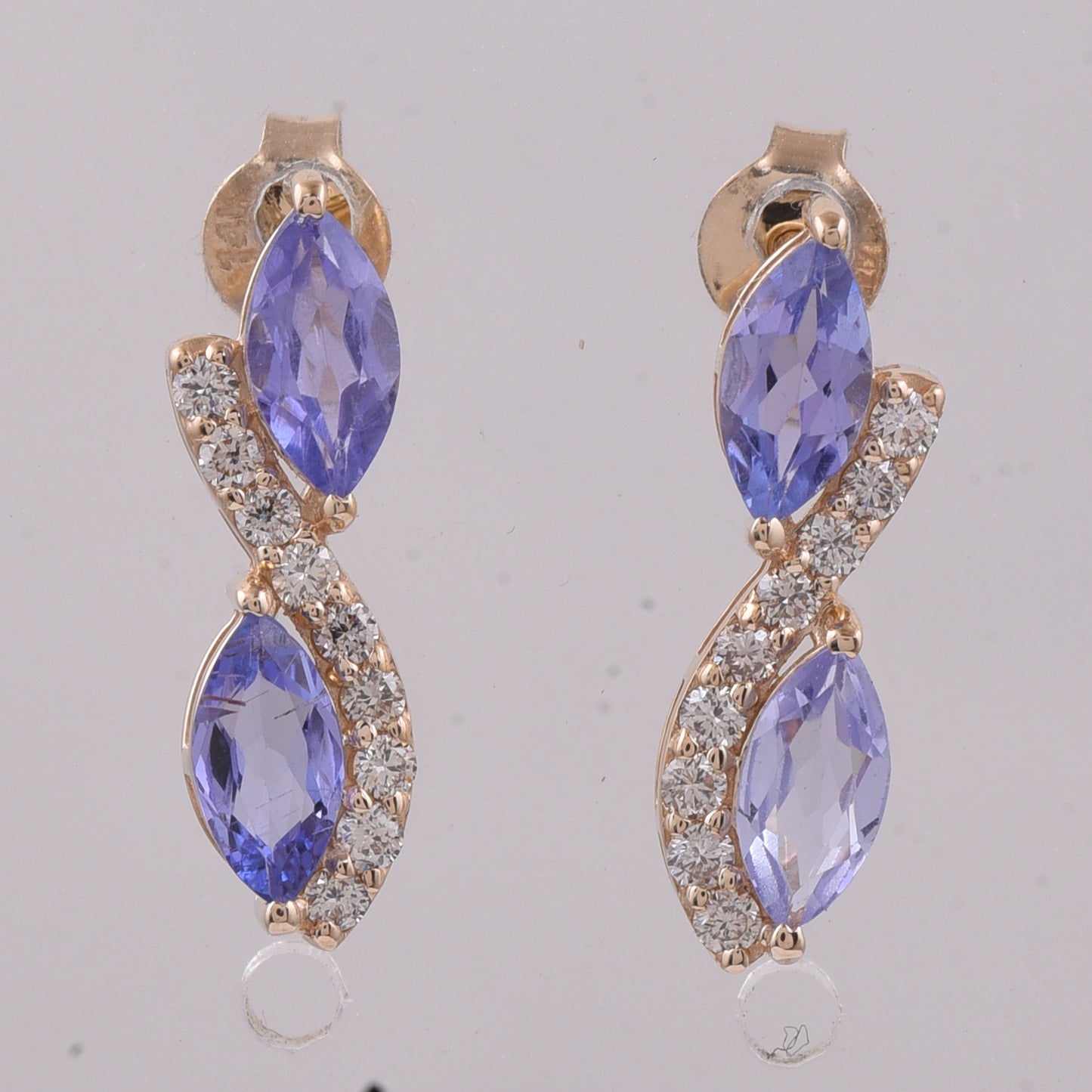 1.72 Ct Marquise Natural Tanzanite 14K Gold Earrings