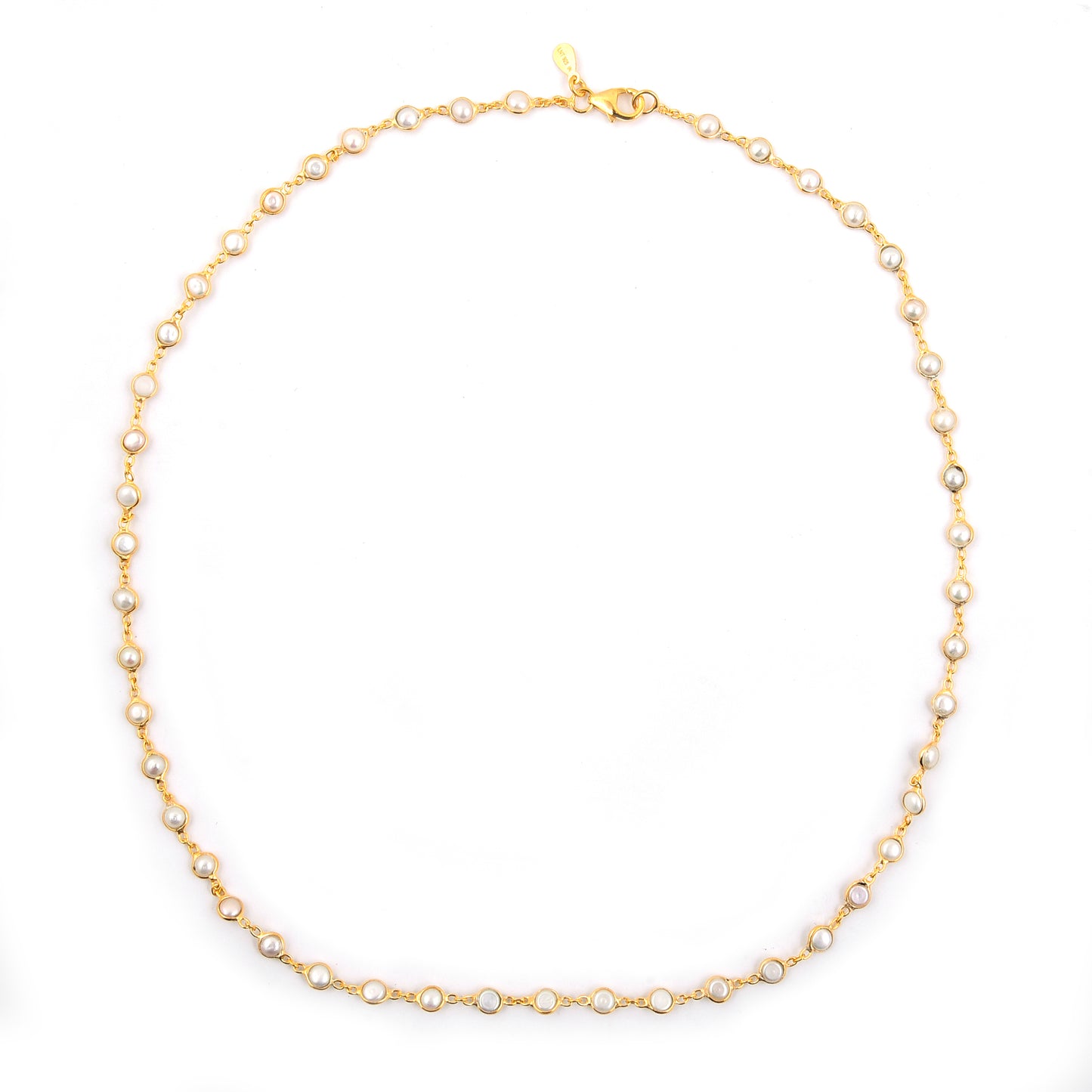 15.04 Ct Round Pearl 925 Silver Necklace