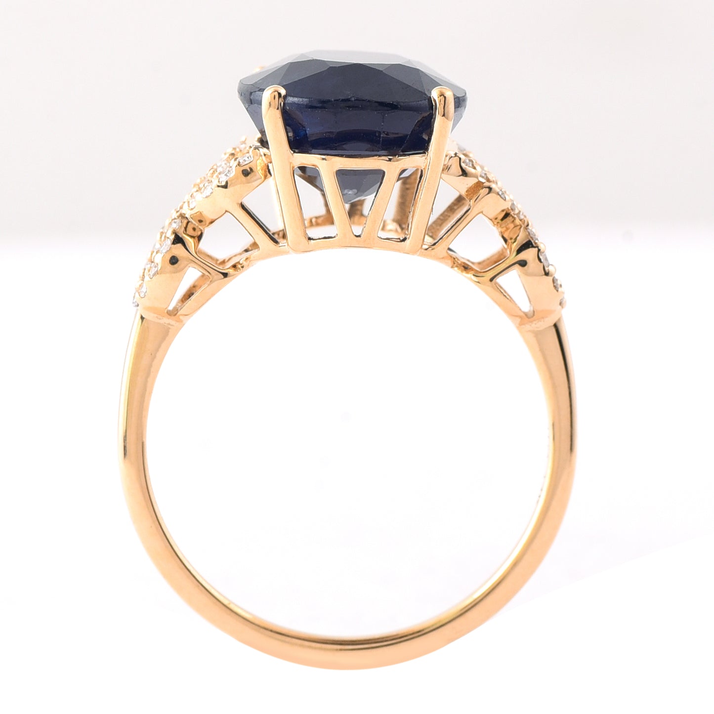 7.06 Ct Oval Mixed Cut Natural Sapphire 14K Gold Ring
