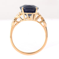 7.06 Ct Oval Mixed Cut Natural Sapphire 14K Gold Ring