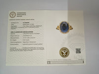 3.56 Ct Oval Mixed Cut Lab Grown Sapphire 14K Gold Ring