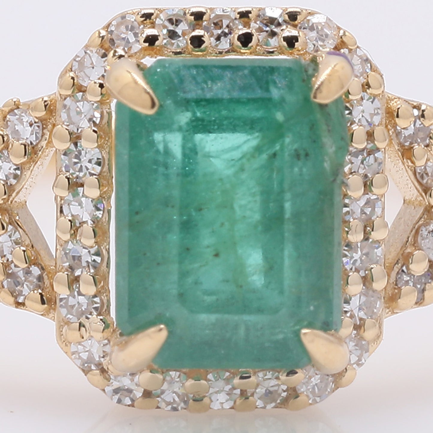 1.21 Ct Octagon Step Cut Natural Emerald 14K Gold Ring