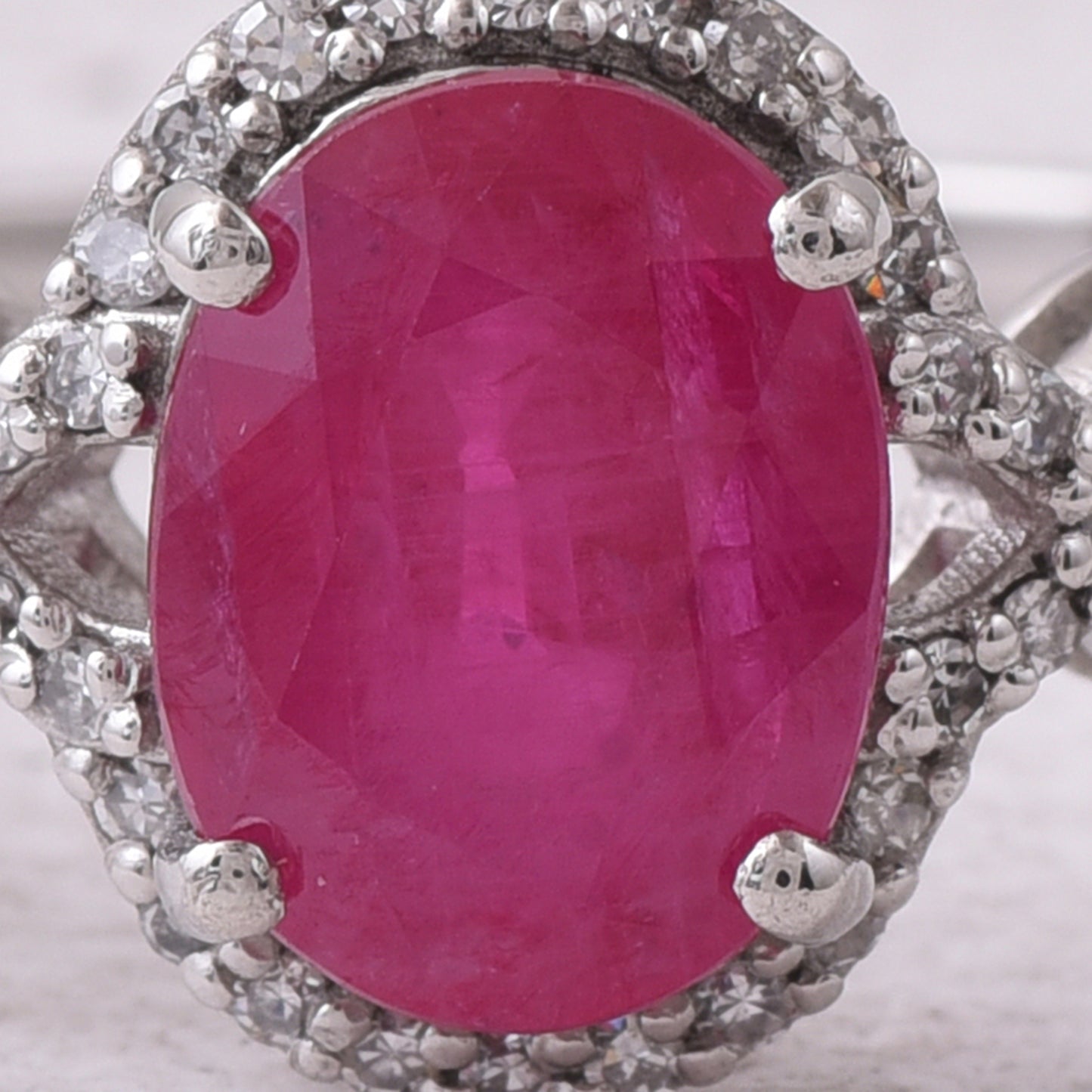 2.06 Ct Oval Mixed Cut Natural Ruby 950 Platinum Ring