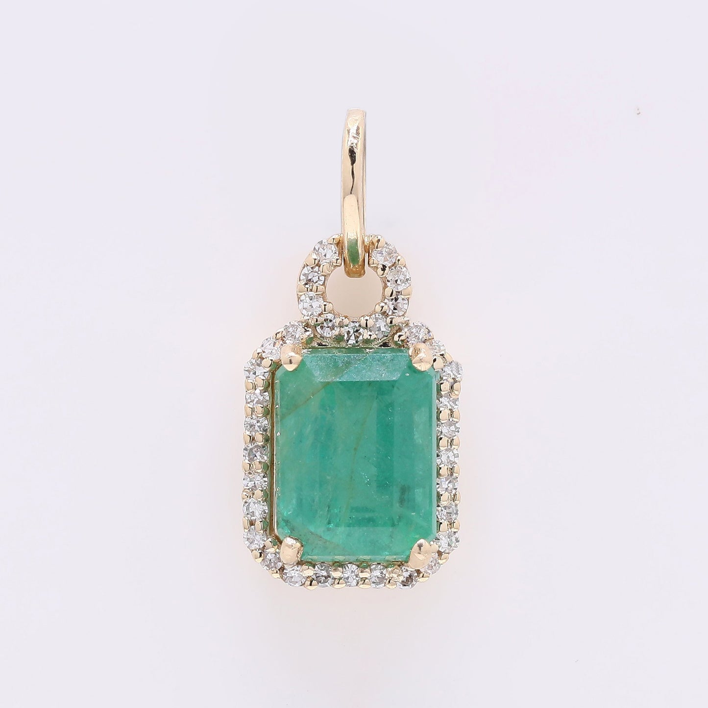 1.59 Ct Octagon Step Cut Natural Emerald 14K Gold Pendant