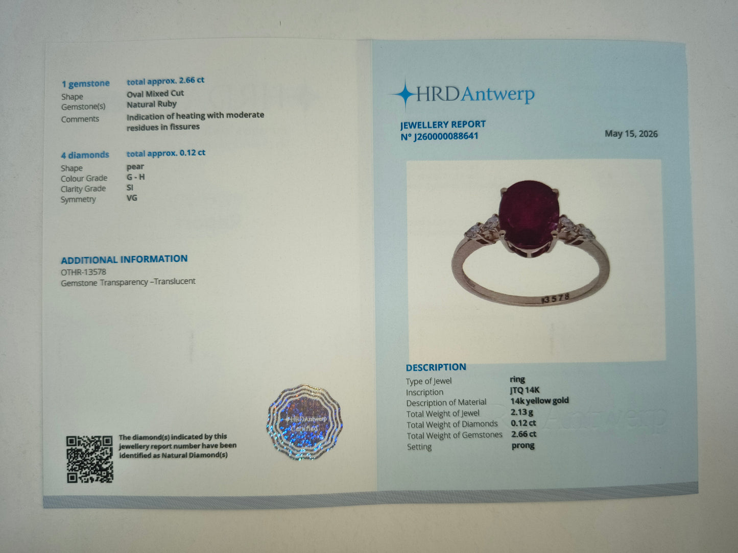 1.58 Ct Oval Mixed Cut Natural Ruby 14K Gold Ring