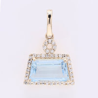 1.50 Ct Fancy Step Cut Natural Aquamarine 14K Gold Pendant