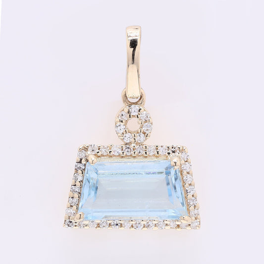 1.50 Ct Fancy Step Cut Natural Aquamarine 14K Gold Pendant