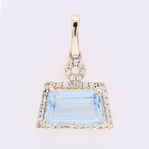 1.50 Ct Fancy Step Cut Natural Aquamarine 14K Gold Pendant