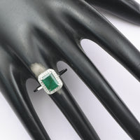1.69 Ct Octagon Step Cut Natural Emerald 950 Platinum Ring