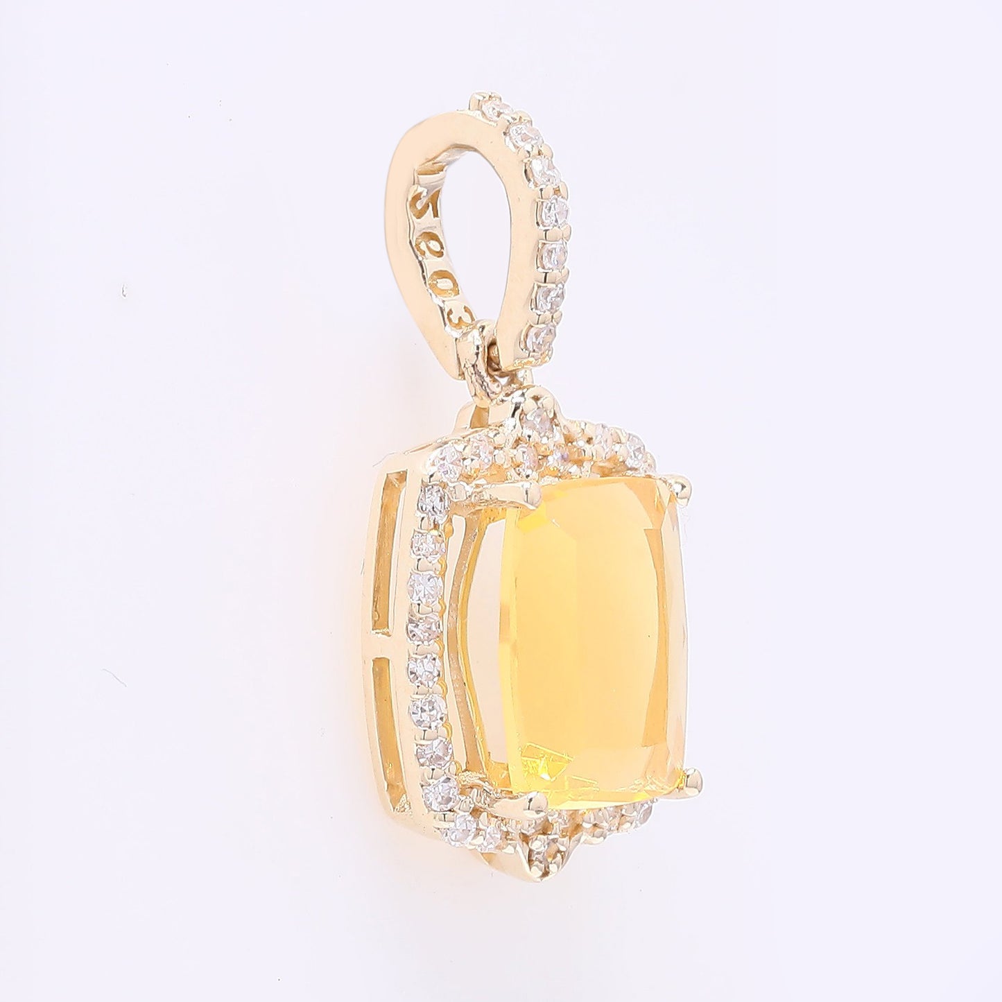 1.09 Ct Cushion Mixed Cut Natural Fire Opal 14K Gold Pendant