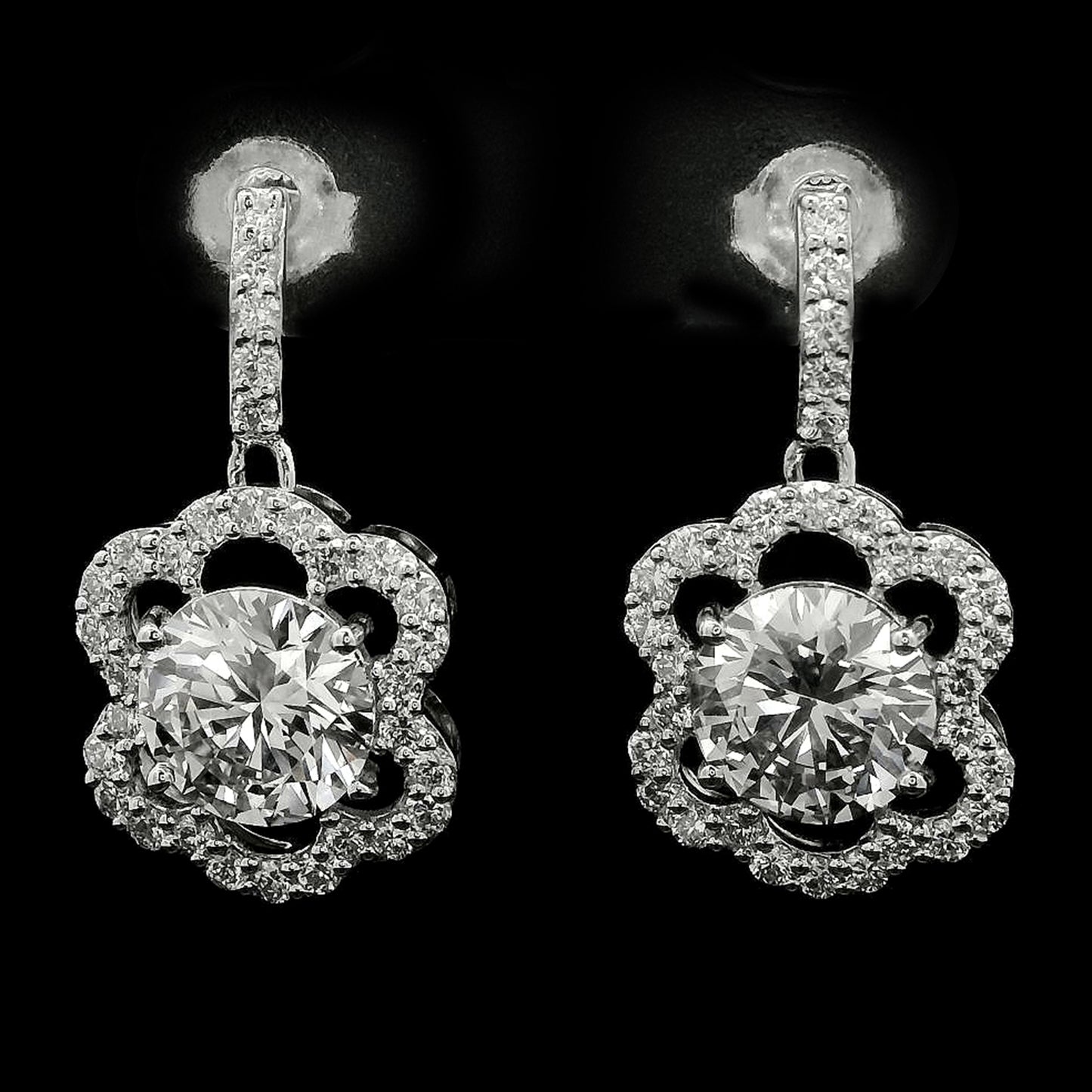 3.70 Carats Lab Grown Diamond 14K Gold Earrings