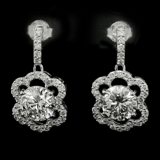 3.70 Carats Lab Grown Diamond 14K Gold Earrings