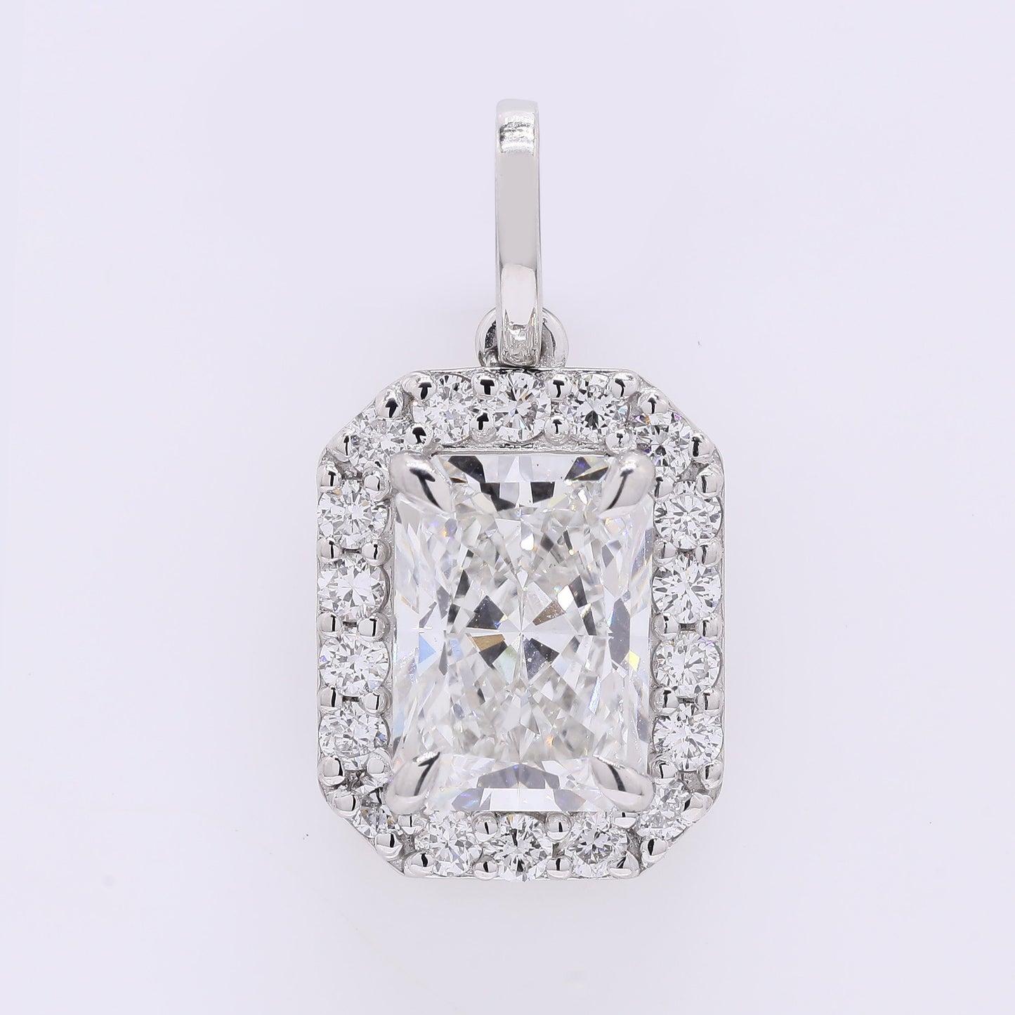 2.28 Ct Cut Cornere Rectangular Modifie Brilliant Lab Grown Diamond 950 Platinum Pendant