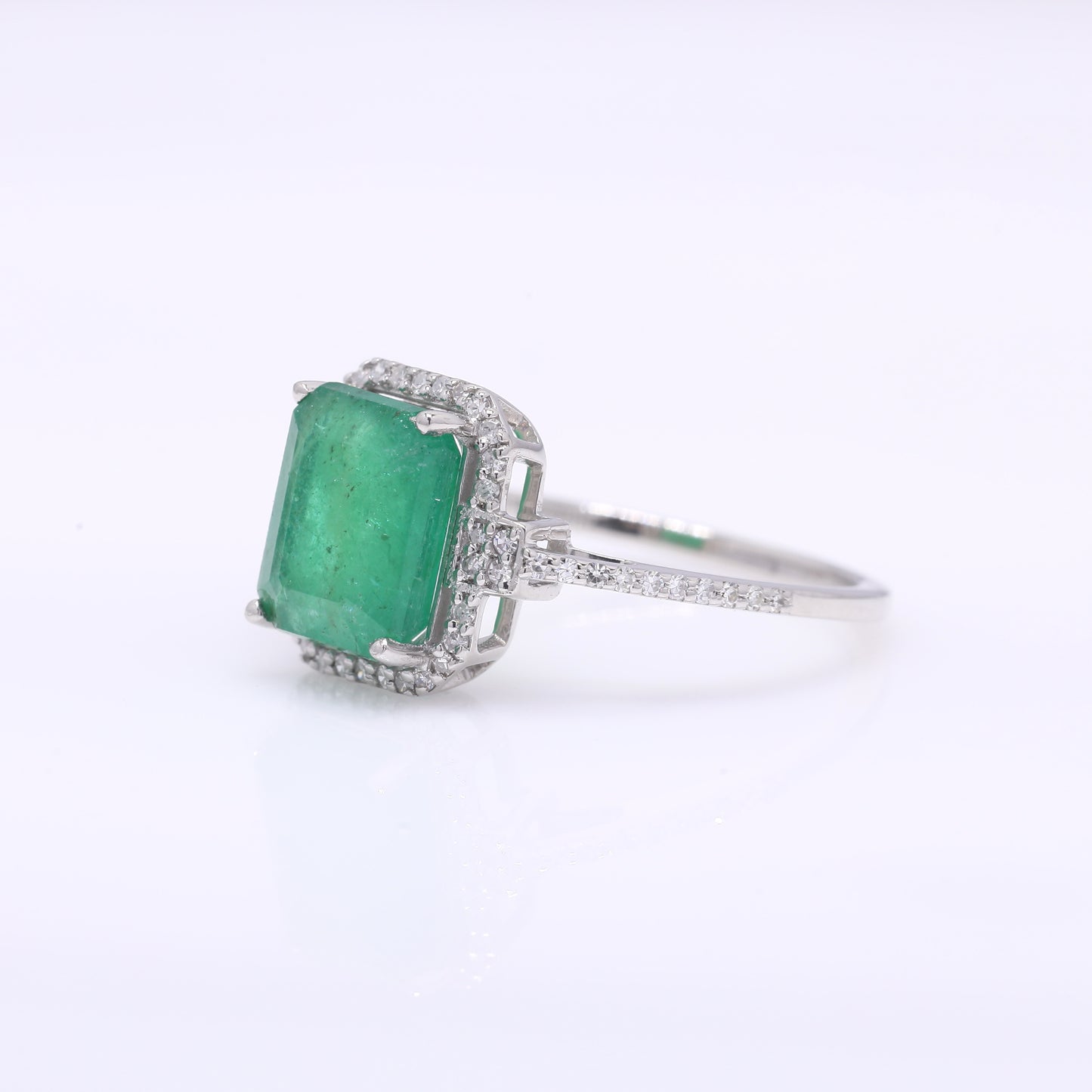 2.66 Ct Octagon Step Cut Natural Emerald 950 Platinum Ring