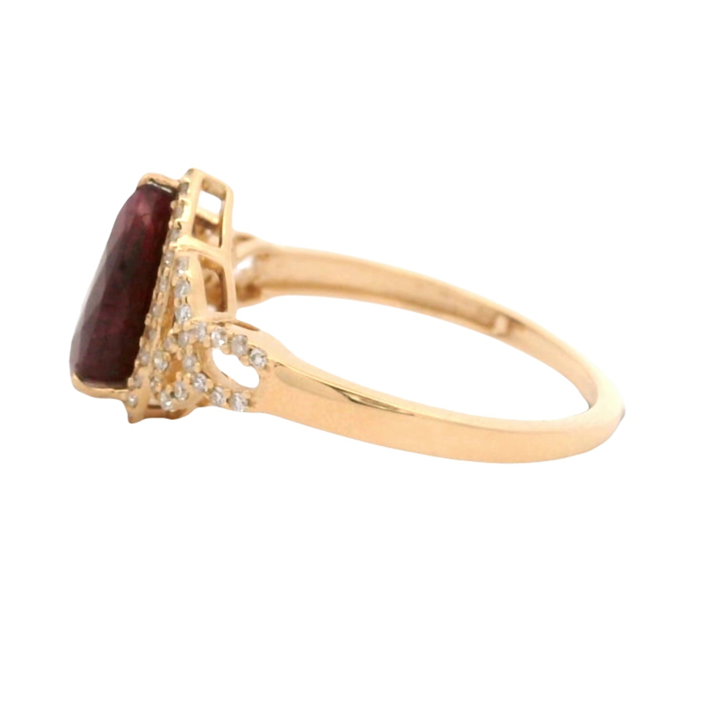 3.13 Ct Pear Mixed Cut Natural Corundum Ruby 14K Gold Ring