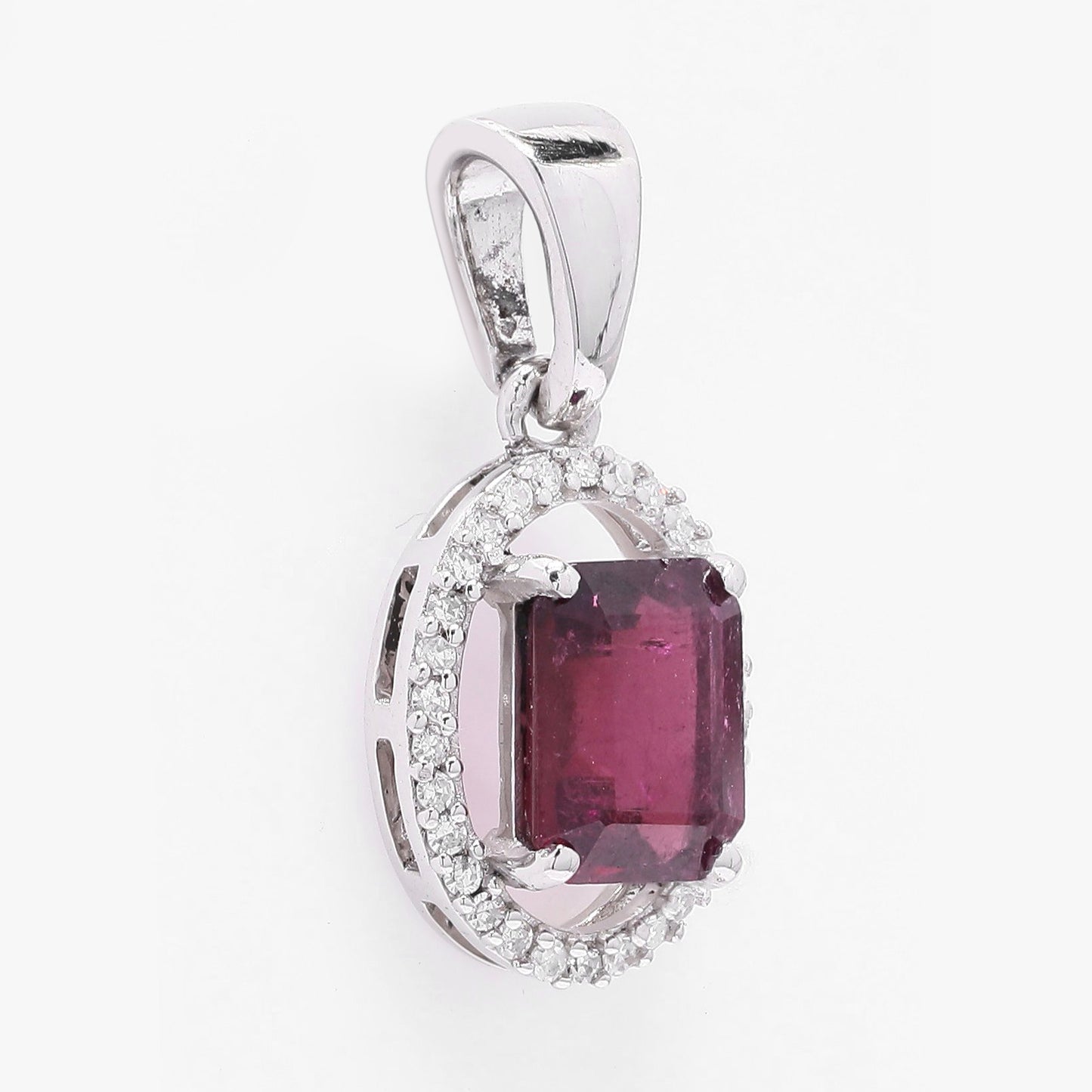 1.14 Ct Octagon Step Cut Natural Rubellite 950 Platinum Pendant