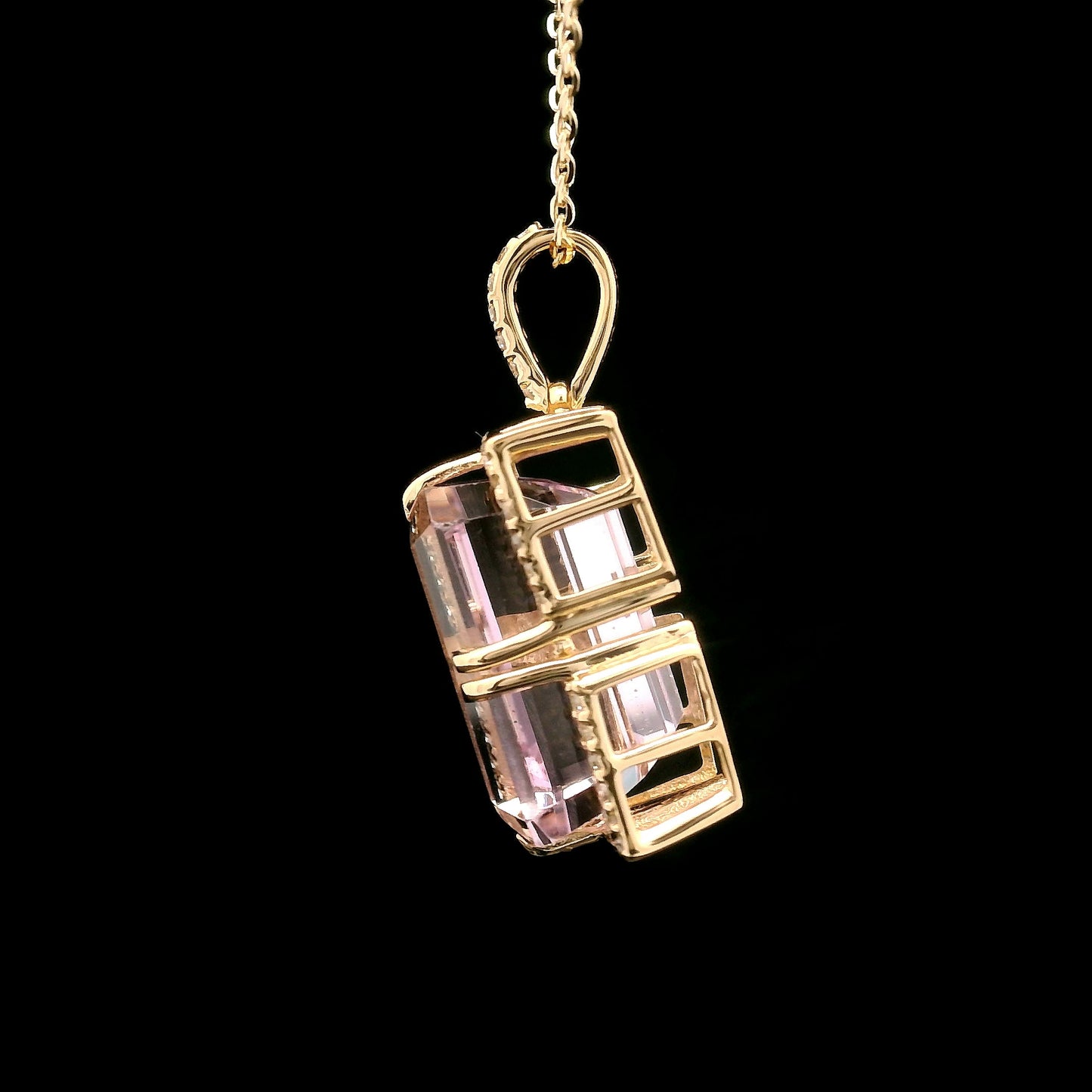 6.60 Ct Octagon Kunzite 14K Gold Pendant