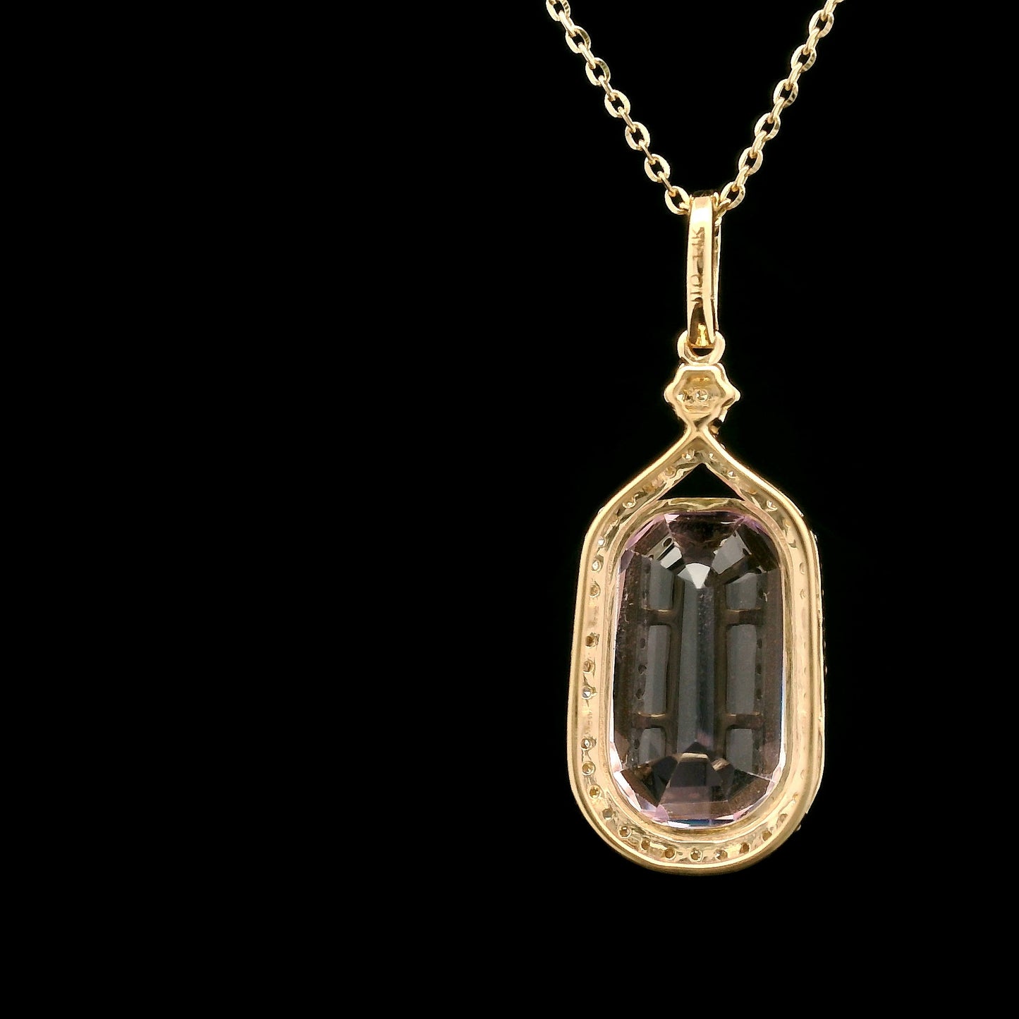 6.74 Ct Cushion Kunzite 14K Gold Pendant