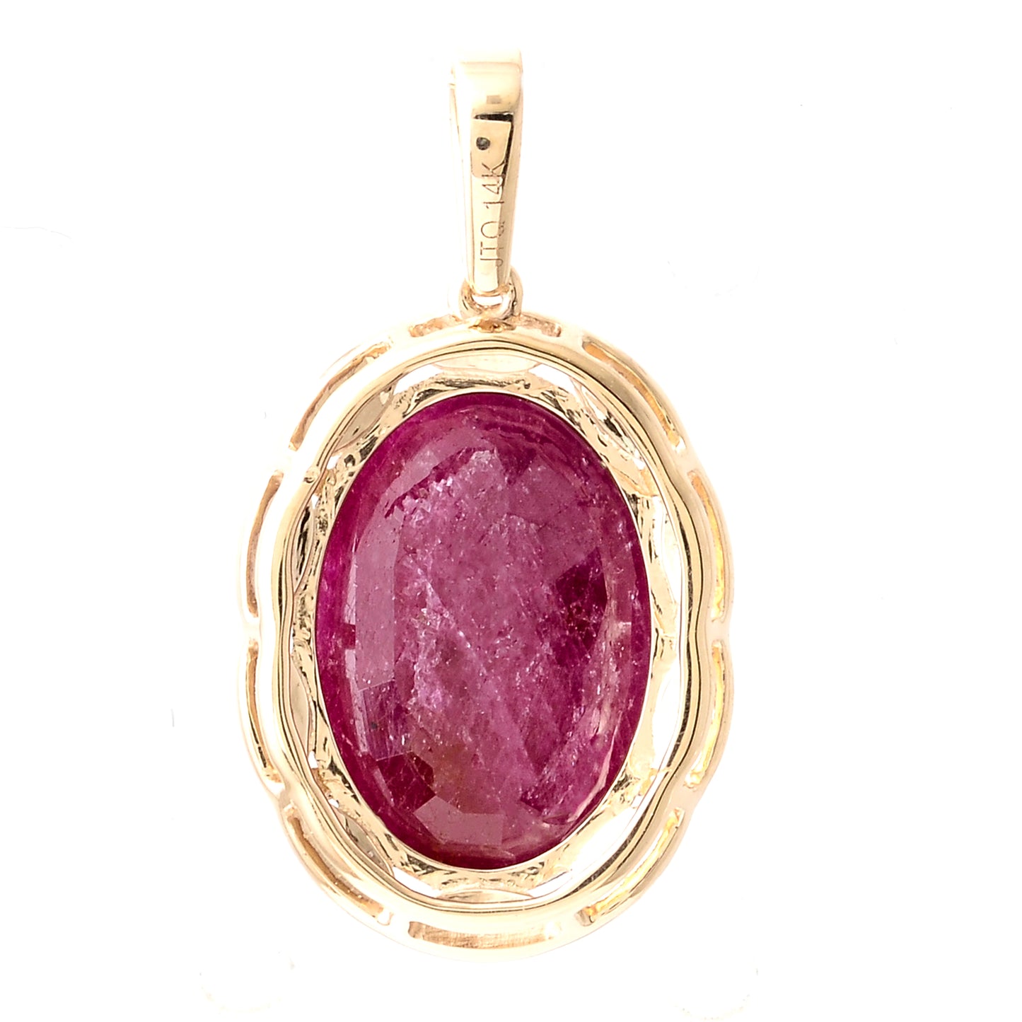 3.89 Ct Oval Mixed Cut Natural Corundum Ruby 14K Gold Pendant