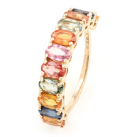 3.04 Ct Oval Multi Sapphire 14K Gold Ring
