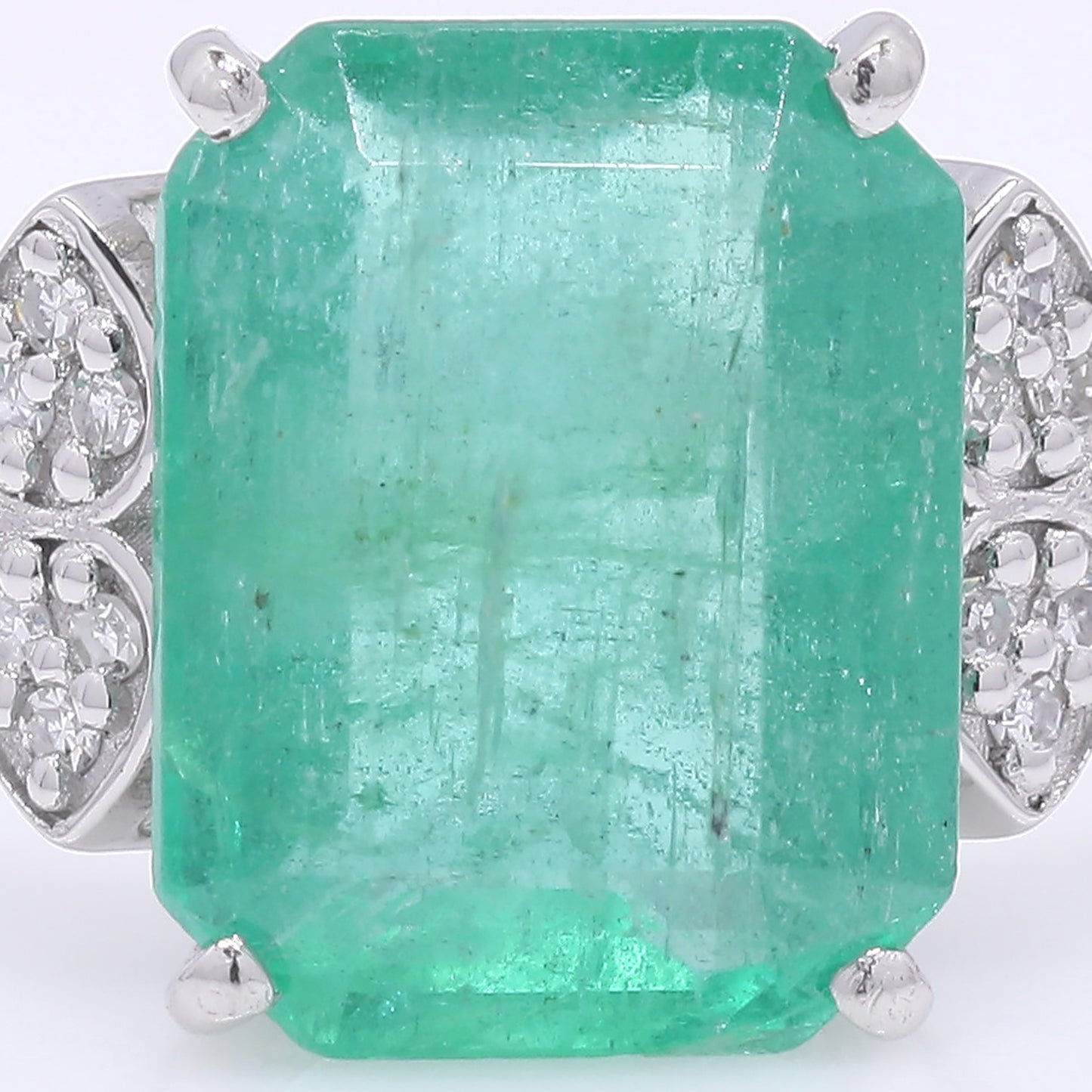 2.61 Ct Octagon Step Cut Natural Emerald 950 Platinum Ring