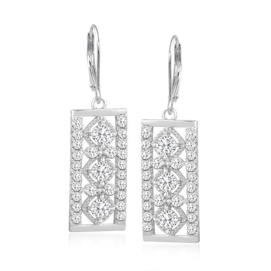 3.02 ct. Moissanite Round Sterling Silver Women Earrings