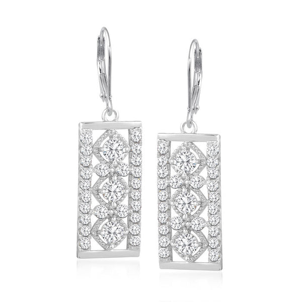 3.02 ct. Moissanite Round Sterling Silver Women Earrings