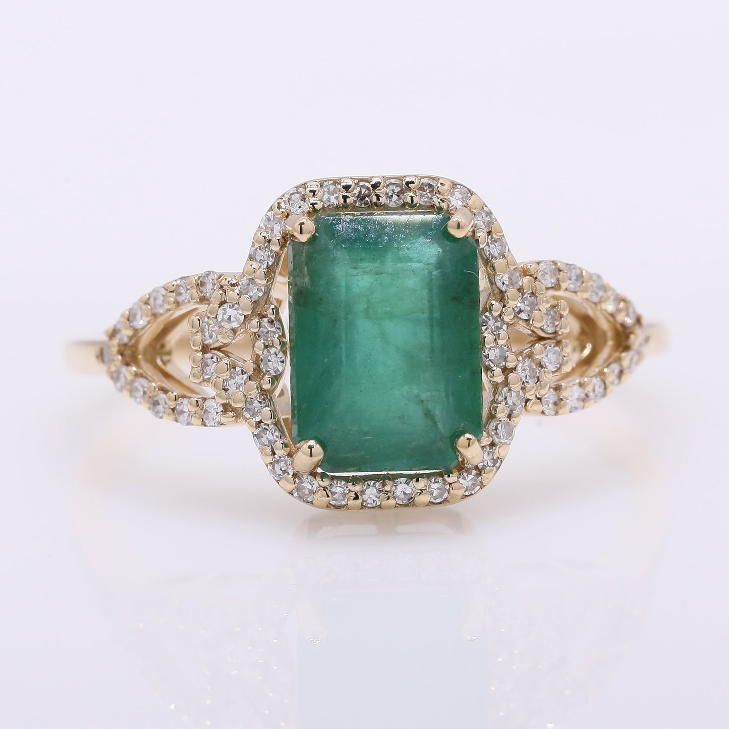 1.72 Ct Octagon Step Cut Natural Emerald 14K Gold Ring