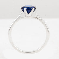 1.05 Ct Round Created Glass Sapphire 925 Sterling Silver Ring