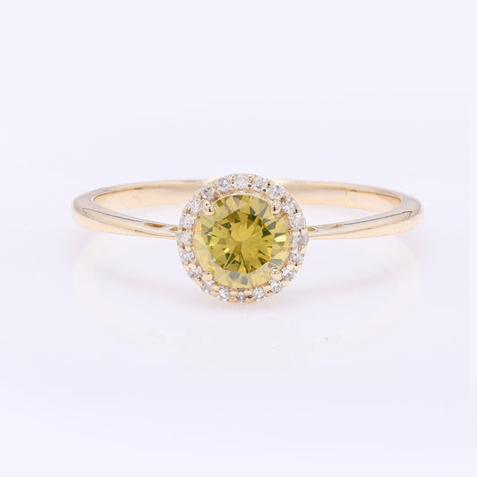 0.56 Ct Round Yellow Diamond 14K Gold Ring