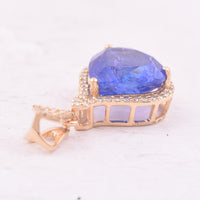 3.44 Ct Pear Mixed Cut Natural Tanzanite 14K Gold Pendant