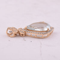 2.24 Ct Pear Mixed Cut Natural Aquamarine 14K Gold Pendant