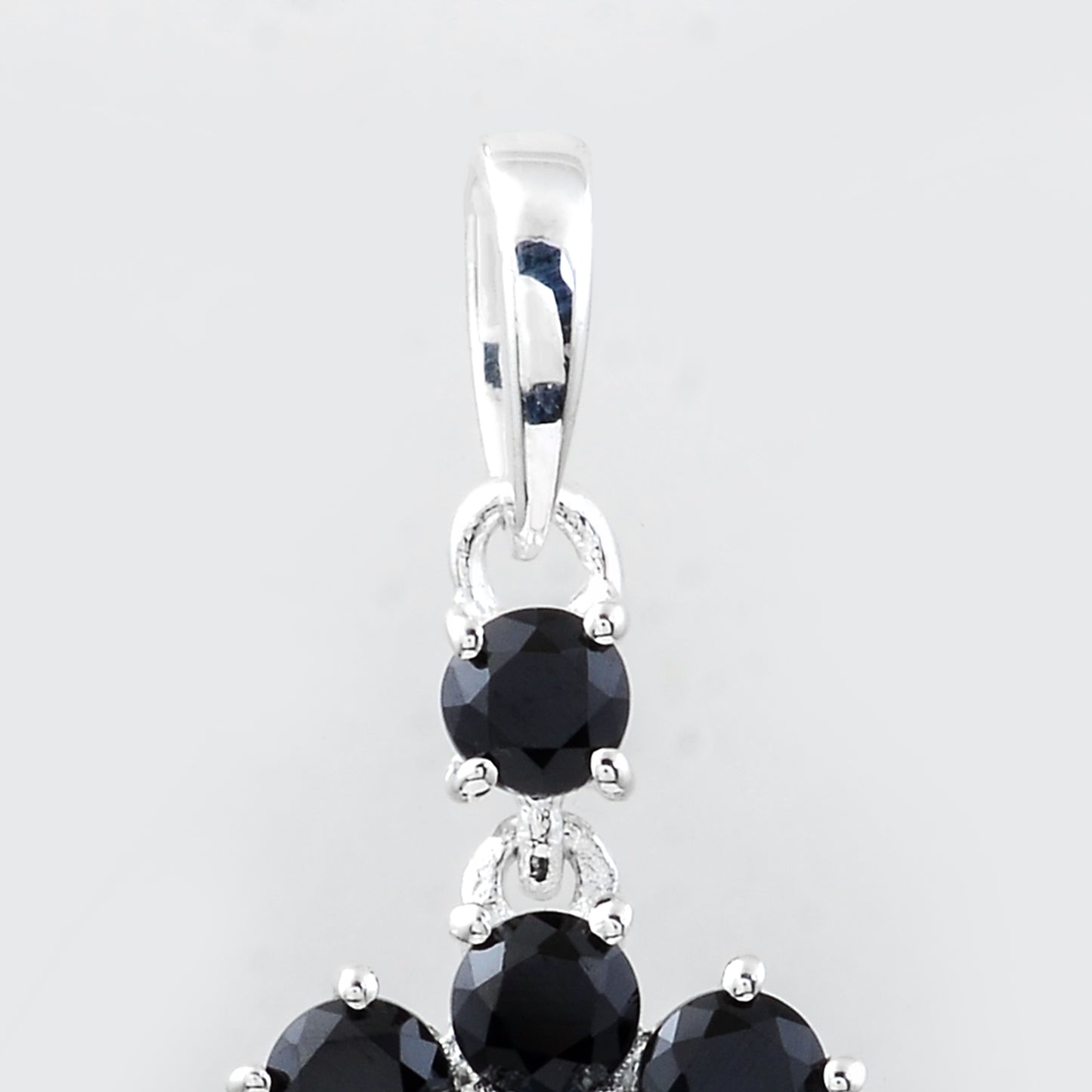 1.27 Ct Round Blue Topaz, Black Spinal, 925 Sterling Silver Pendant