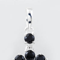 1.27 Ct Round Blue Topaz, Black Spinal, 925 Sterling Silver Pendant