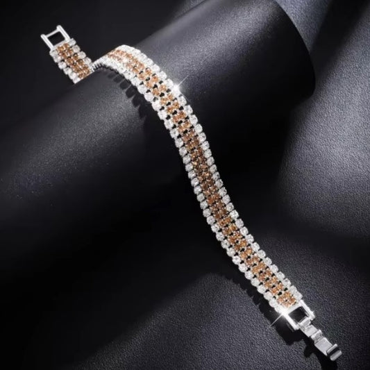 Cubic Zirconia Gold Plated Brass Bracelet