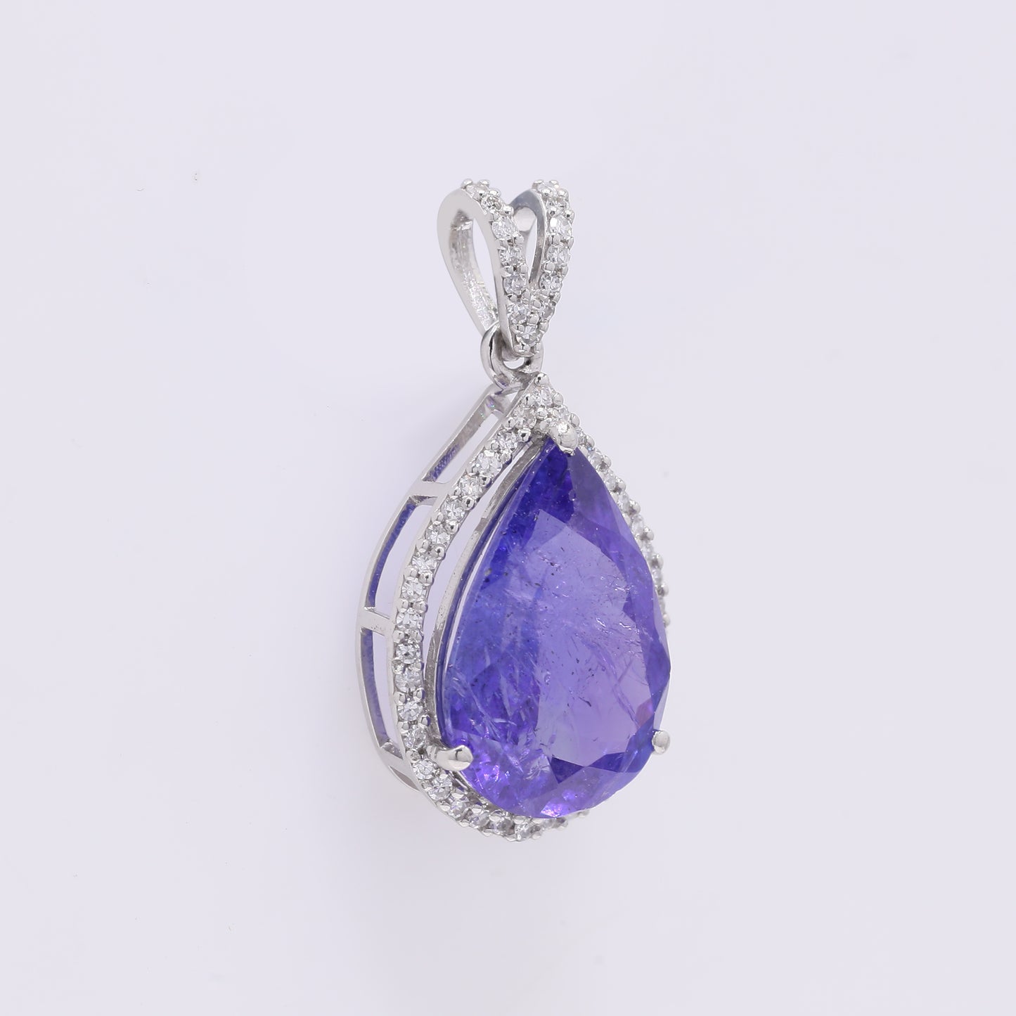 4.37 Ct Pear Mixed Cut Natural Tanzanite 950 Platinum Pendant