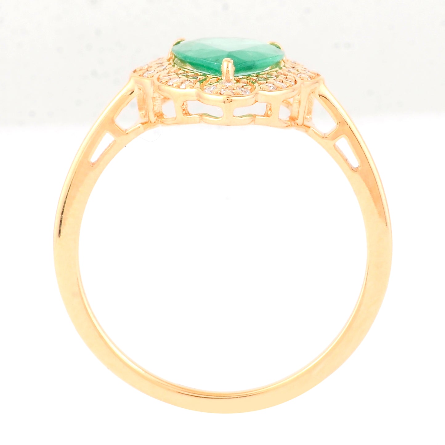 0.97 Ct Pear Mixed Cut Natural Emerald 14K Gold Ring