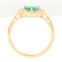 0.97 Ct Pear Mixed Cut Natural Emerald 14K Gold Ring