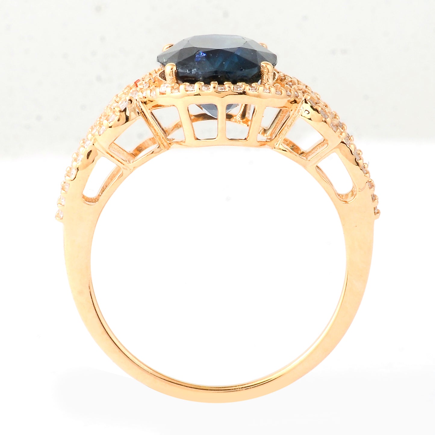 3.82 Ct Oval Mixed Cut Natural Sapphire 14K Gold Ring