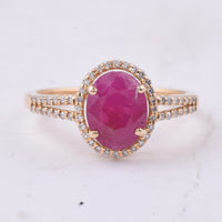 2.03 Ct Oval Natural Ruby 14K Gold Ring