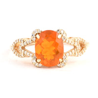 1.35 Ct Oval Mixed Cut Natural Fire Opal 14K Gold Ring