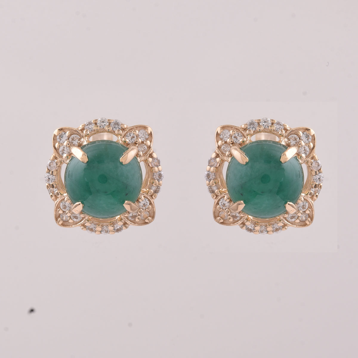 2.25 Ct Round Emerald 9K Gold Earrings