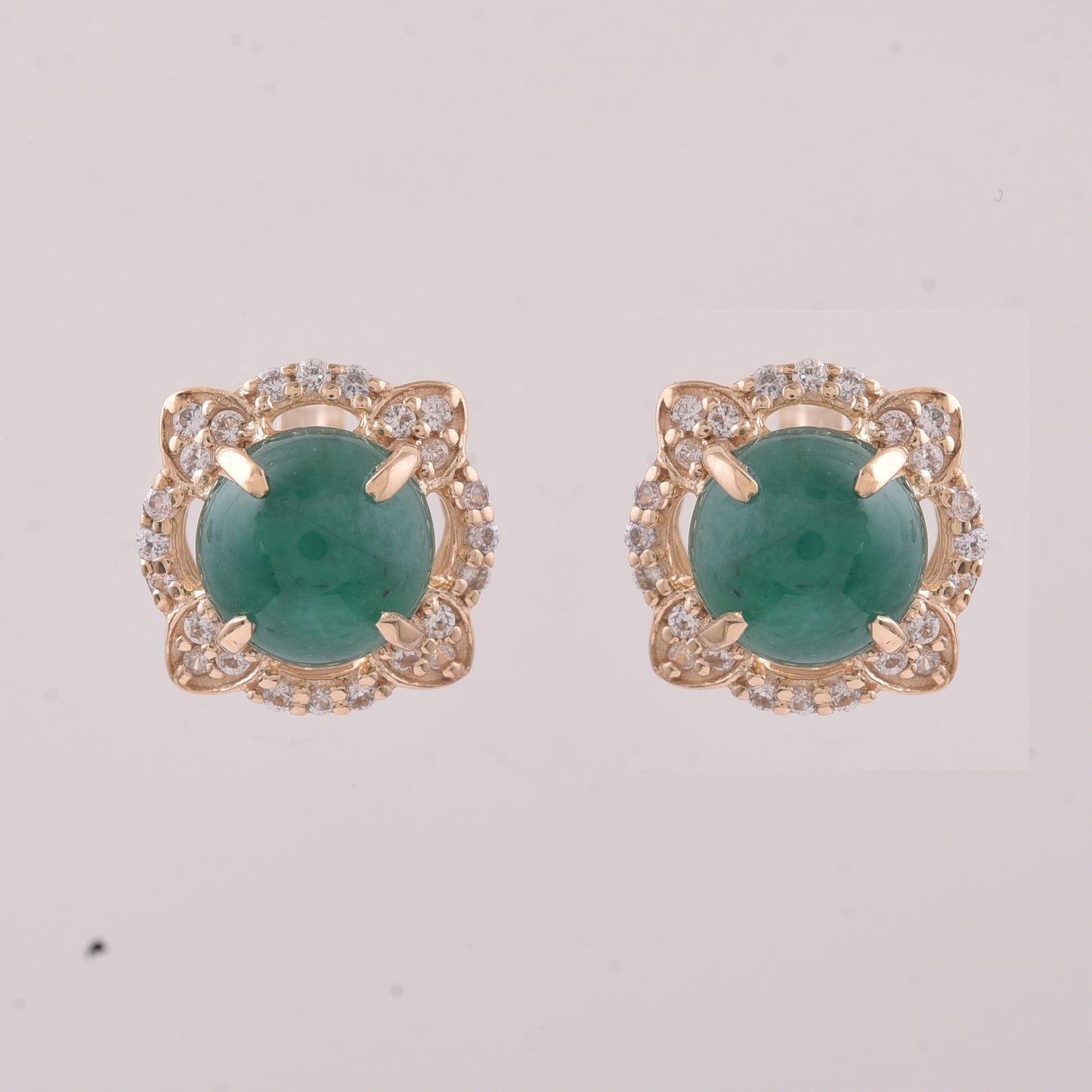 2.25 Ct Round Emerald 9K Gold Earrings