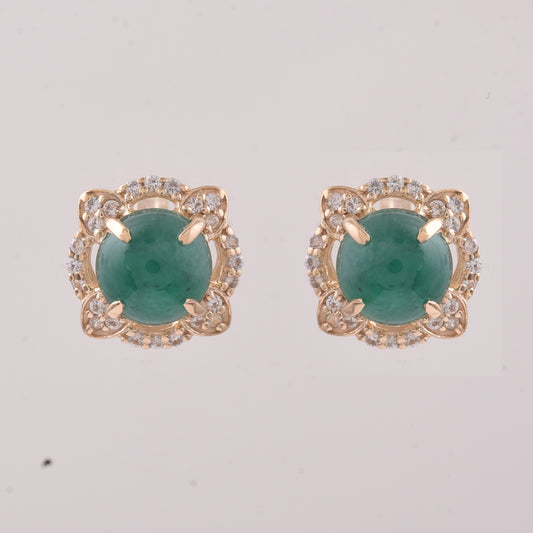 2.25 Ct Round Emerald 9K Gold Earrings