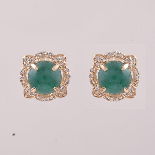 2.25 Ct Round Emerald 9K Gold Earrings