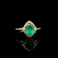 1.67 Ct Oval Mixed Cut Natural Emerald 14K Gold Ring
