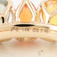 9.46 Ct Pear Multi Sapphire 14K Gold Ring