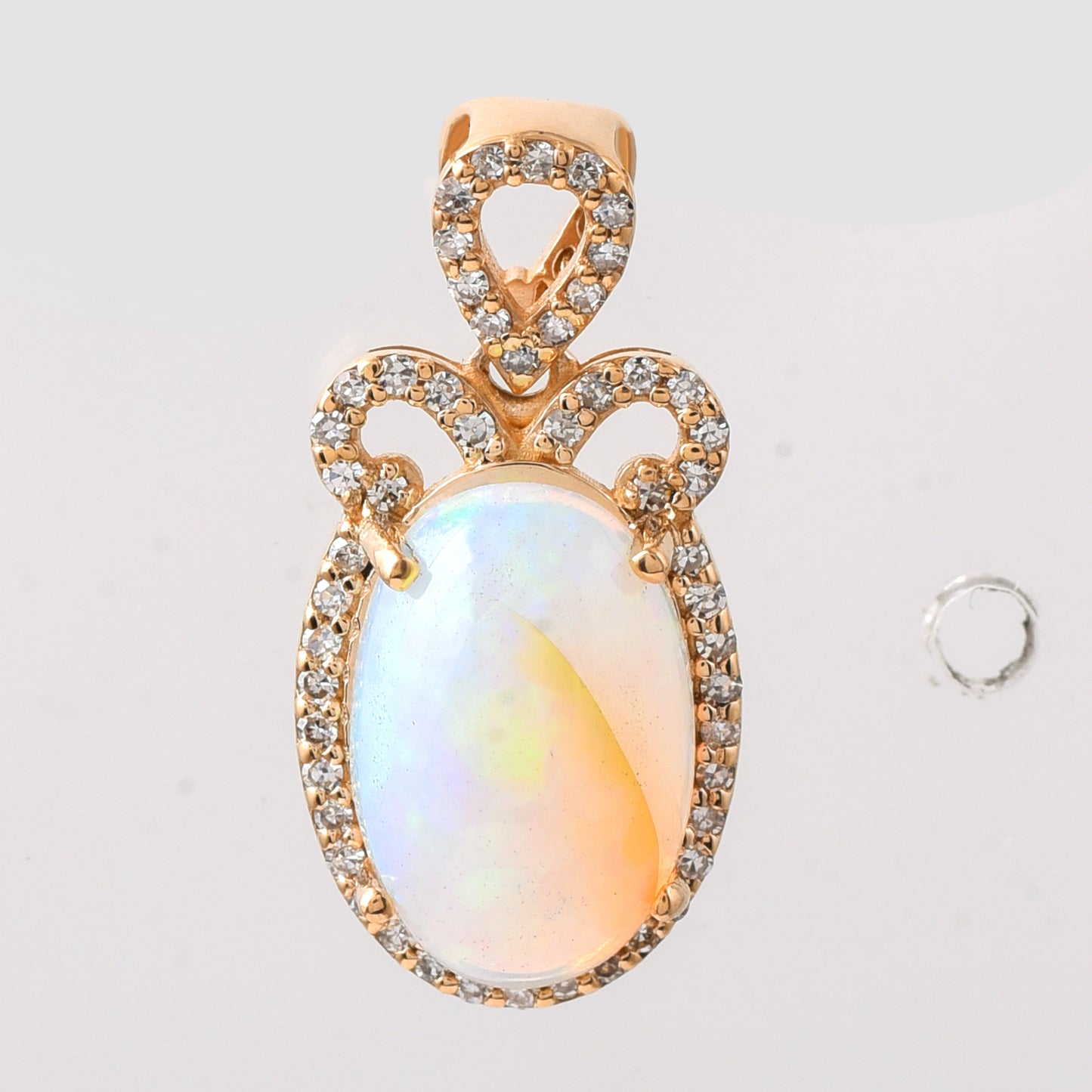 1.93 Ct Oval Cabochon Cut Natural Opal 14K Gold Pendant
