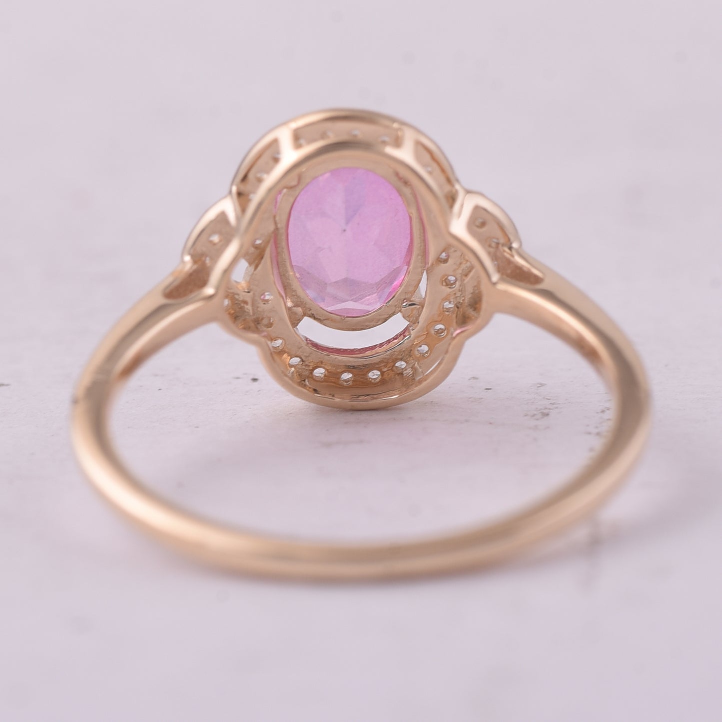 1.48 Ct Oval Pink Topaz 9K Gold Ring